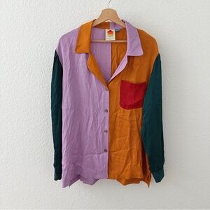 Colorful Button-Up Women's Top